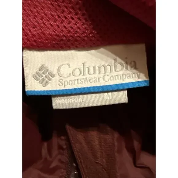 Women’s Columbia Medium Omni-Tech Maroon Pink Nylon Hooded Jacket Lightweight - Picture 5 of 6